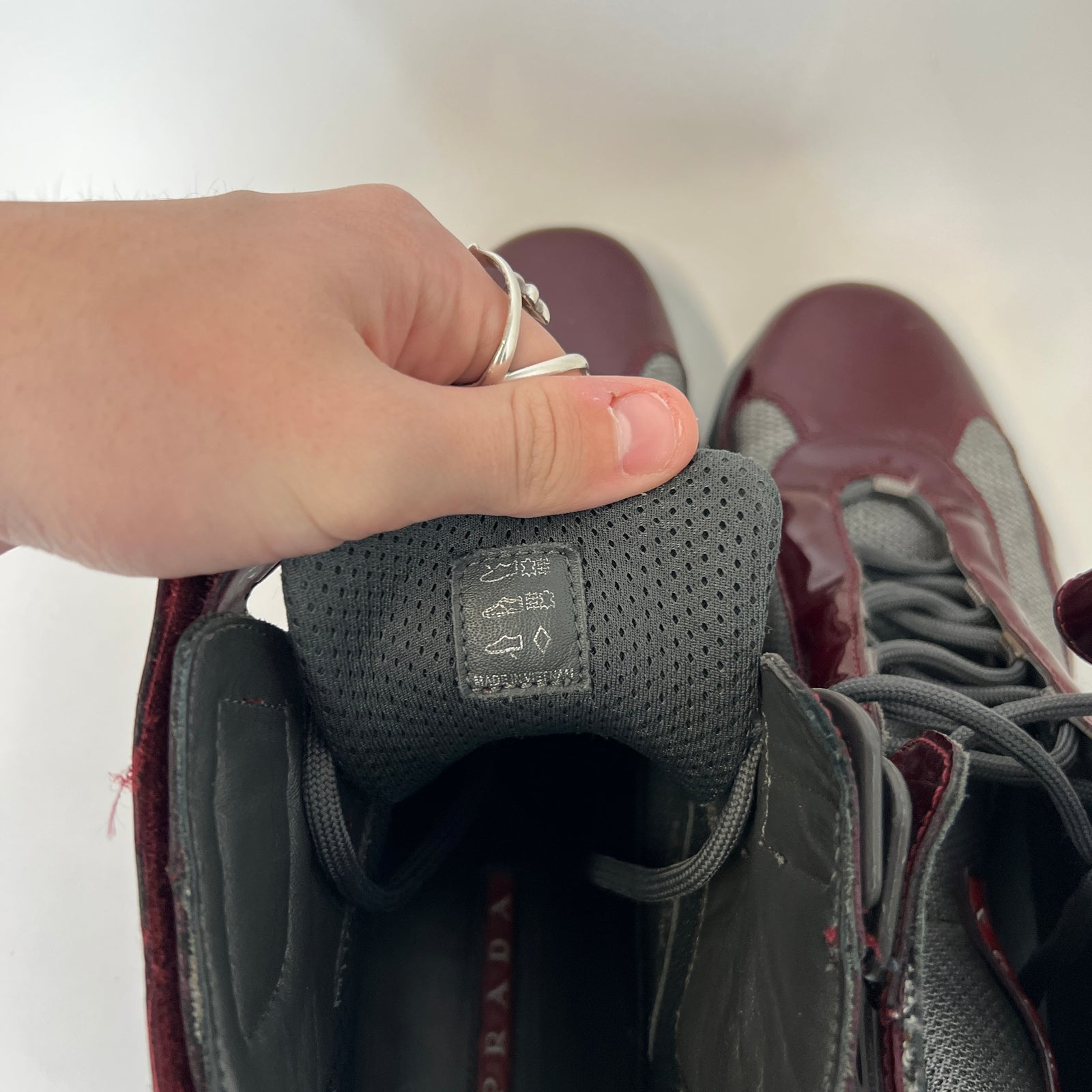Prada Burgundy High Top Cups Size 10.5