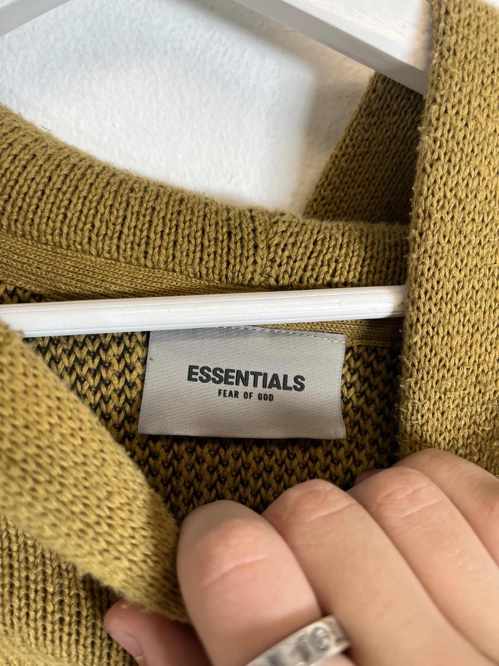 Essentials Olive Knit Hoodie Size L