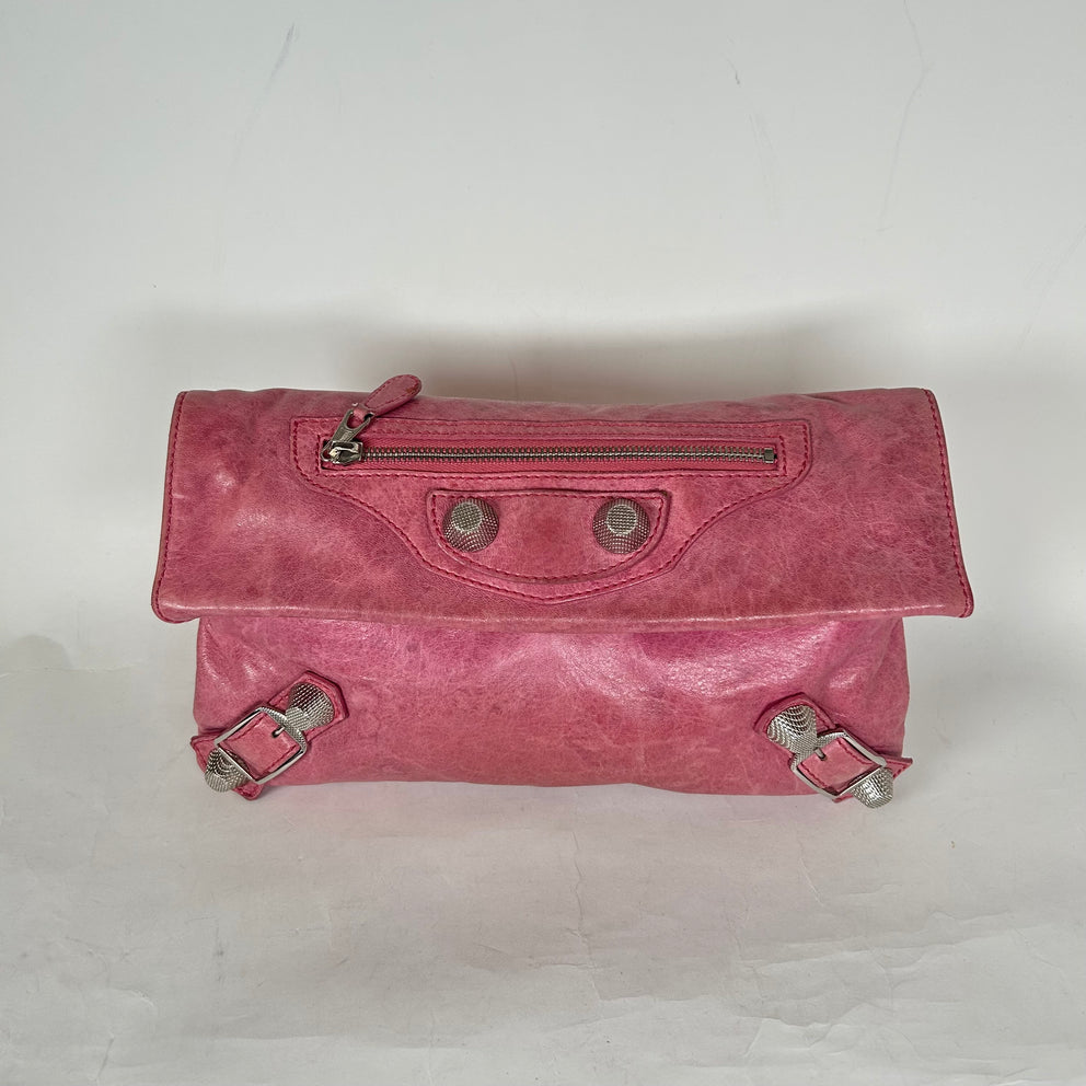 Balenciaga Pink Lambskin Giant Envelope Clutch