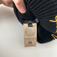 Versace Cursive Logo Knit Beanie