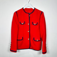 Gucci Red Silk Wool Blazer Jacket Size 44