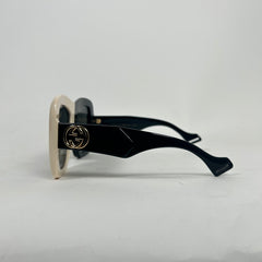 Gucci Black/White Acetate Square Sunglasses