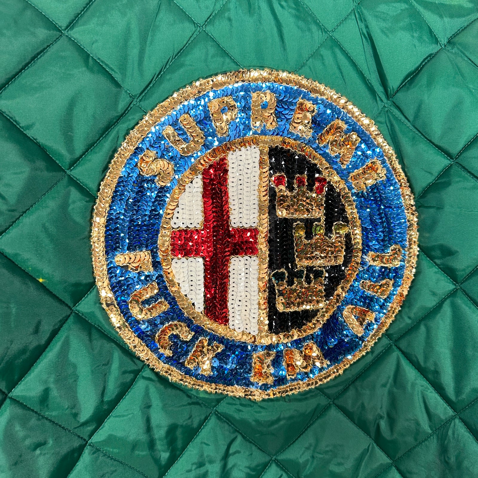 Supreme Sequin Patch Quilted Bomber Jacket Size  M
