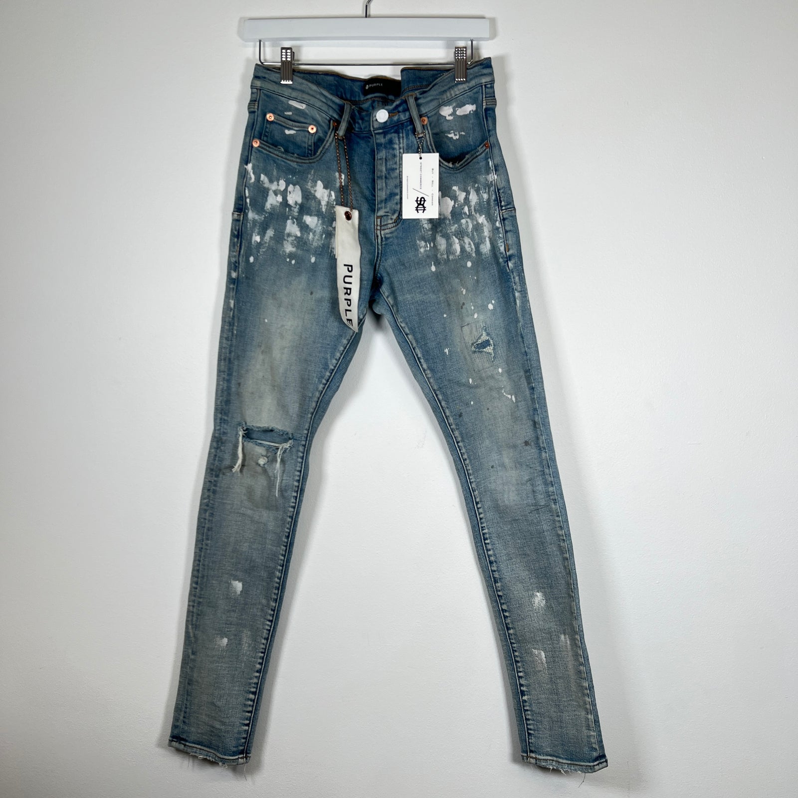 Purple Paint Splatter Lightwash Jeans Size 30