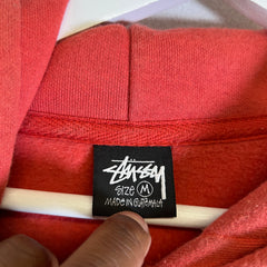 Stussy Orange Dizzy Stock Logo Hoodie Size M