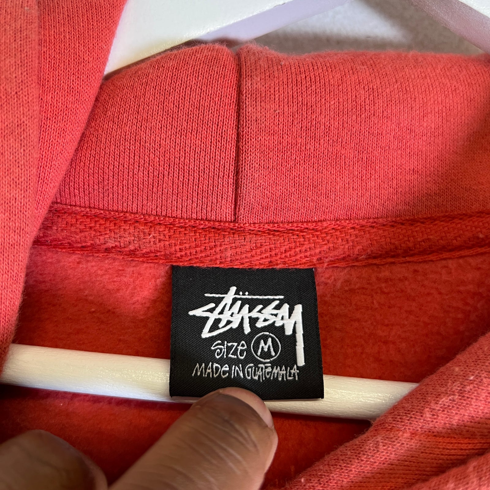 Stussy Orange Dizzy Stock Logo Hoodie Size M