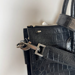 Saint Laurent Black Crocodile Embossed Large Tote Bag