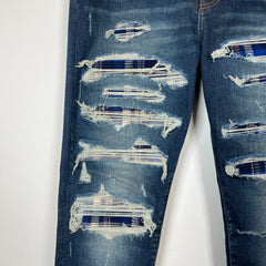 Amiri Blue Plaid Thrasher Jeans Size 38