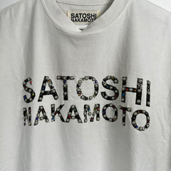 Satoshi Nakamoto White Studded Logo Graphic T-Shirt Size L