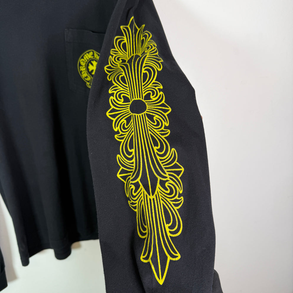Chrome Hearts Black/Yellow Made In Hollywood Long-Sleeve Shirt Size M