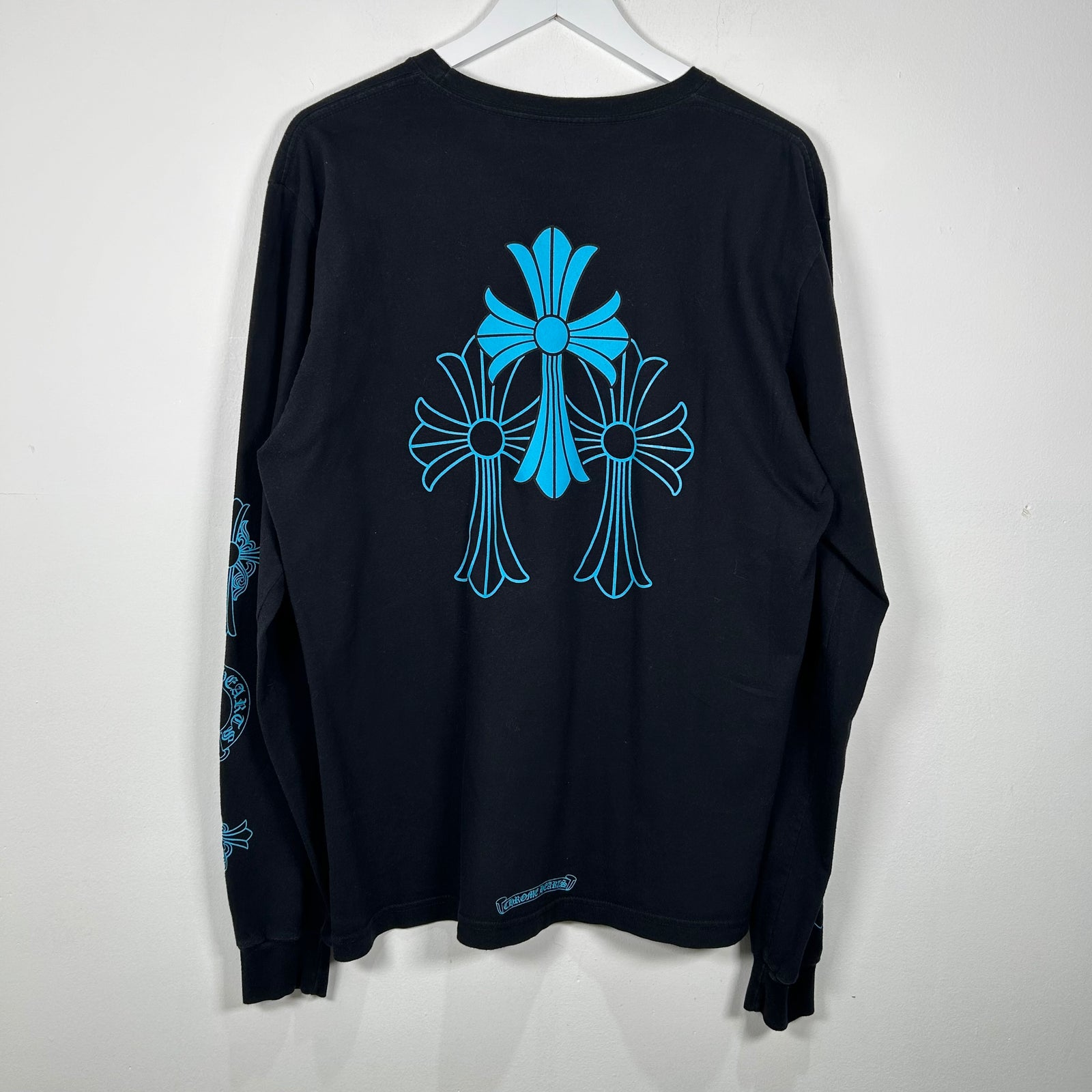 Chrome Hearts Blue Triple Cross Long-sleeve T-Shirt Size L