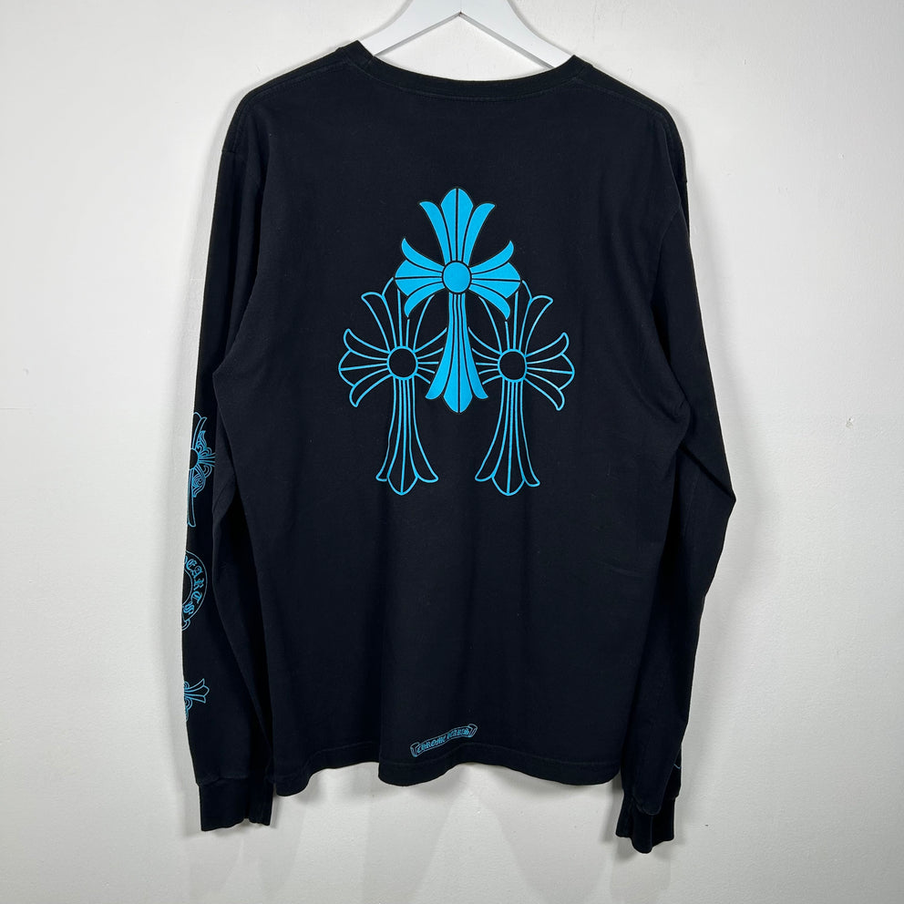 Chrome Hearts Blue Triple Cross Long-sleeve T-Shirt Size L