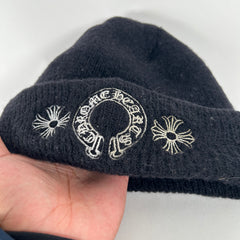 Chrome Hearts Black Scroll Logo Beanie