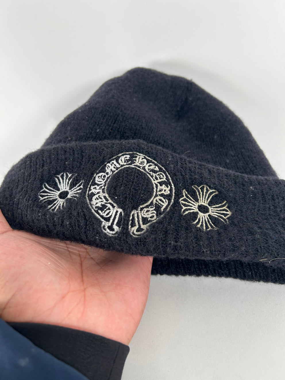 Chrome Hearts Black Scroll Logo Beanie