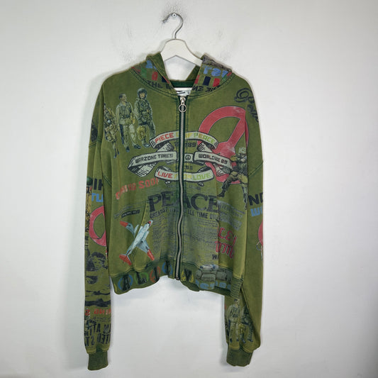 Vale Olive Forever Peace Zip-Up Hoodie Size XL