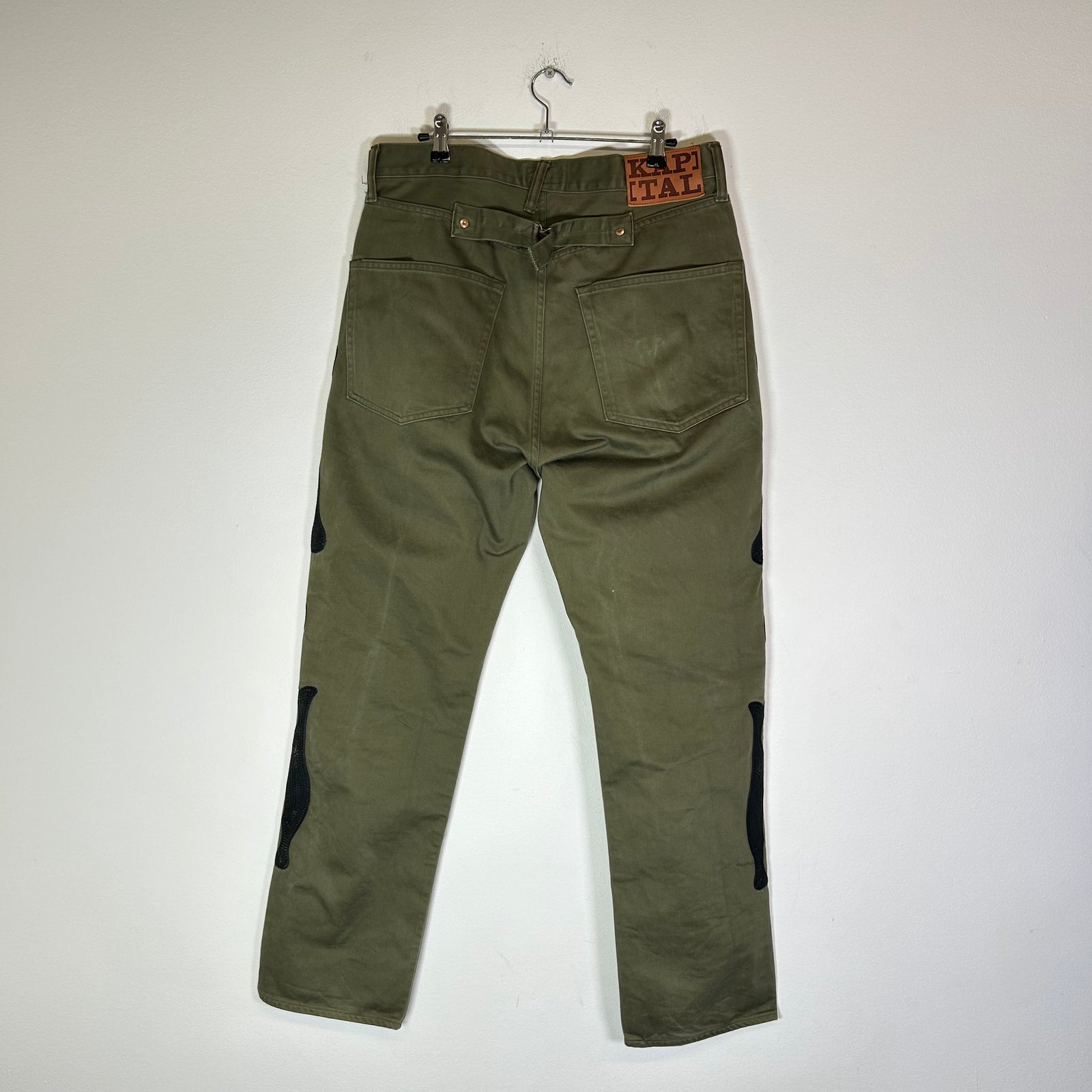 Kapital Olive Okagilly Mexican Tuxedo Bone Chino Pants Size 34