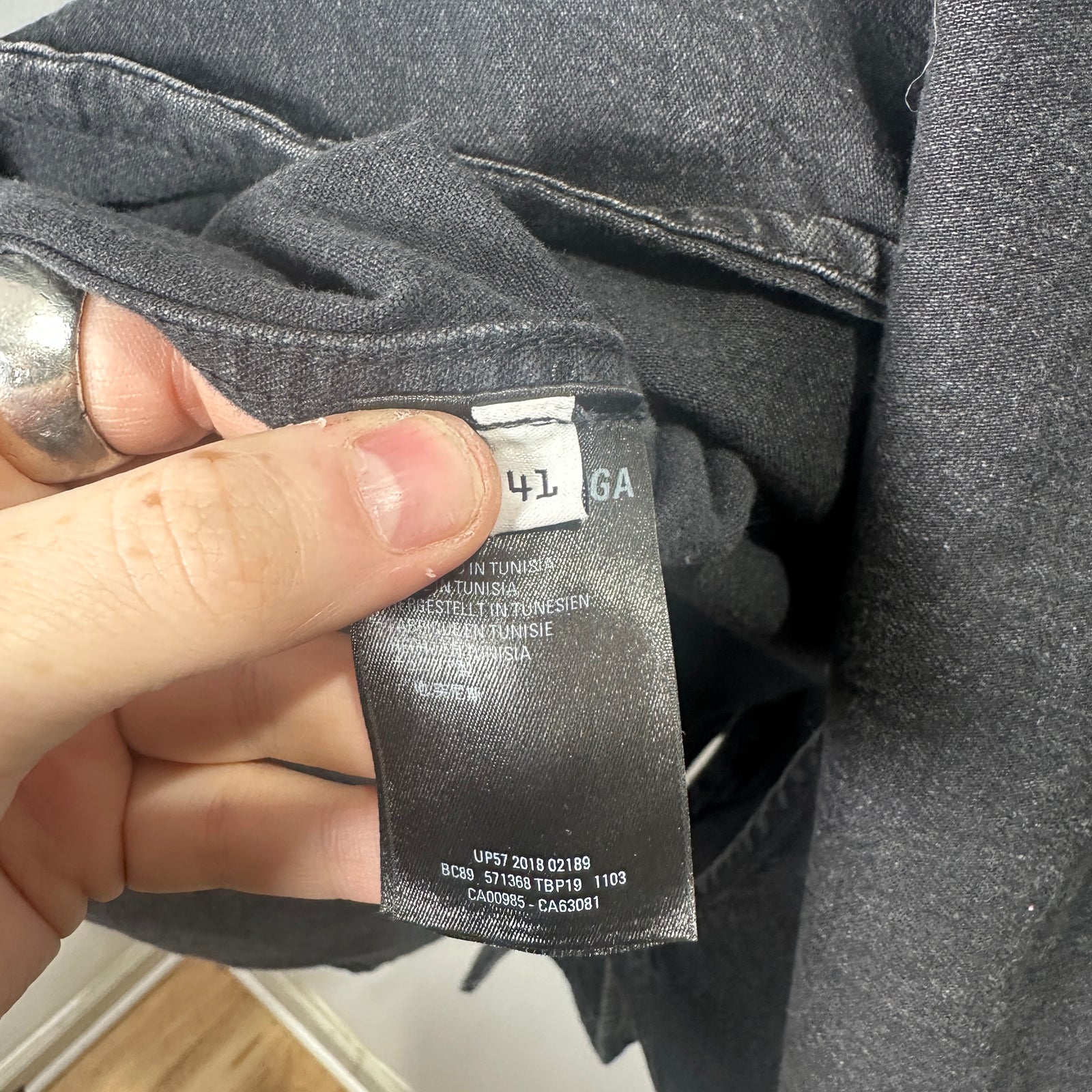 Balenciaga Green Spell-out Logo Denim Shirt Size XL