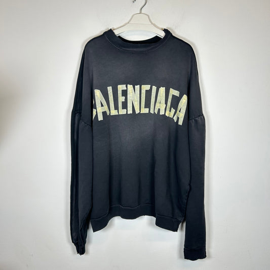 Balenciaga Black Double Front Tape/Sporty B Logo Sweatshirt Size M
