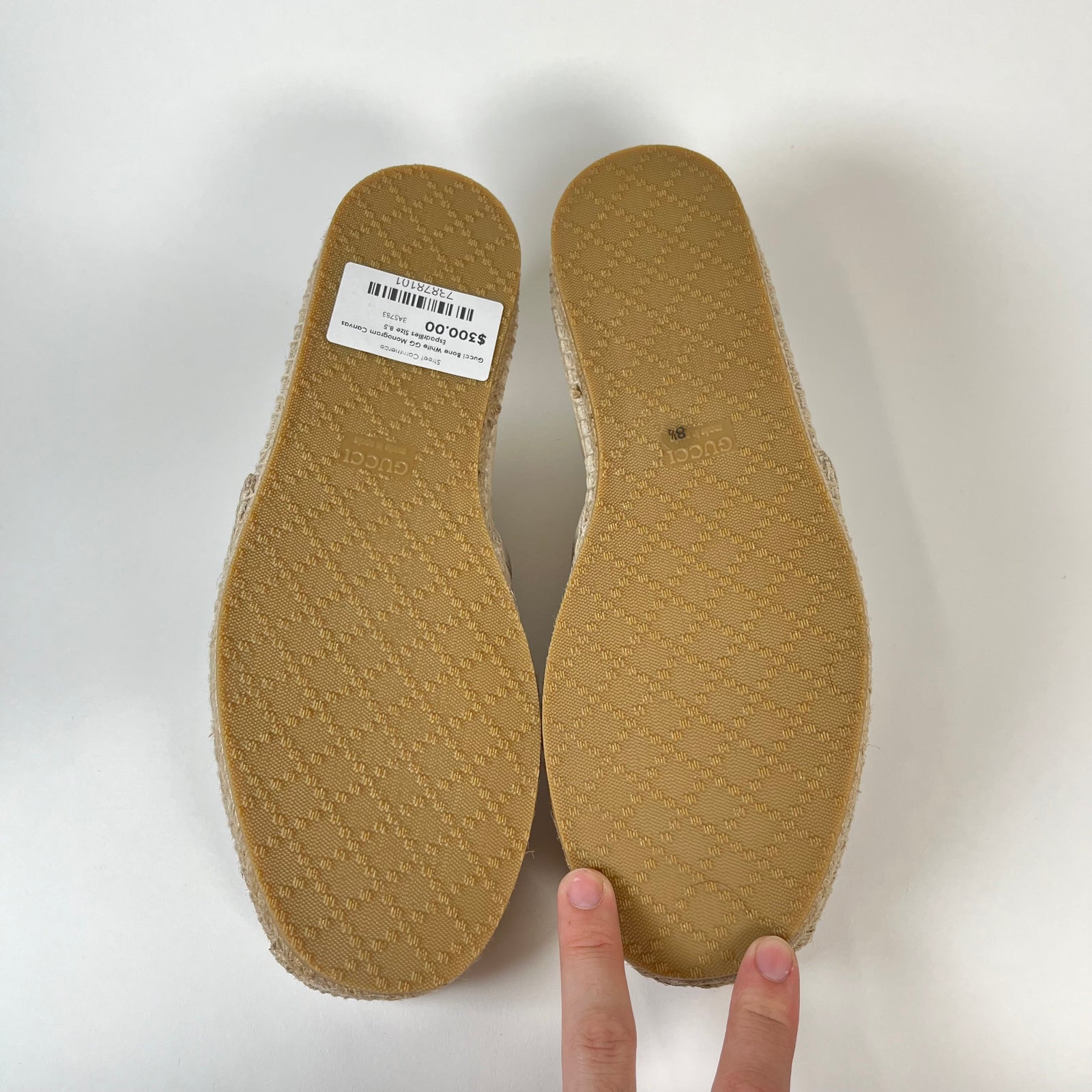 Gucci Bone White GG Monogram Canvas Espadrilles Size 8.5