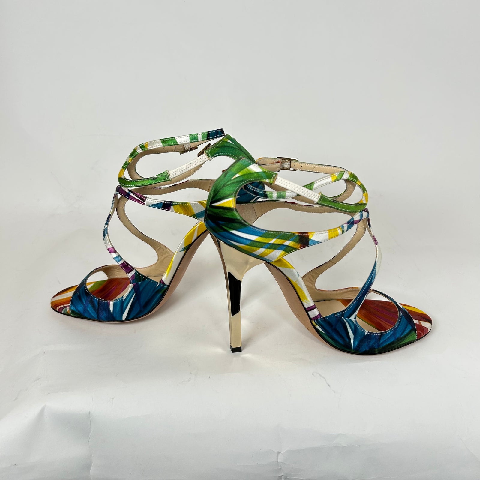 Jimmy Choo Multicolor Satin Sandals Size 37