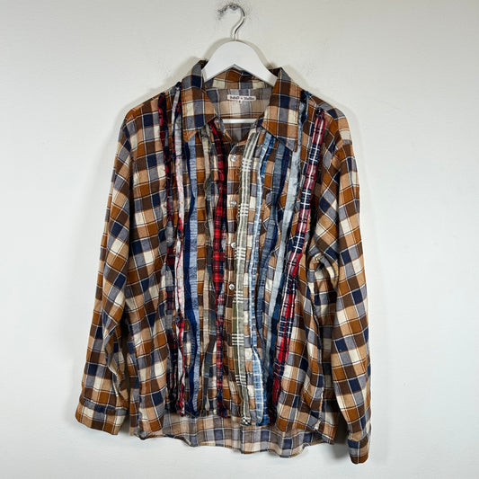 Needles Rebuild Ribbon Cut Flannel Shirt Size L