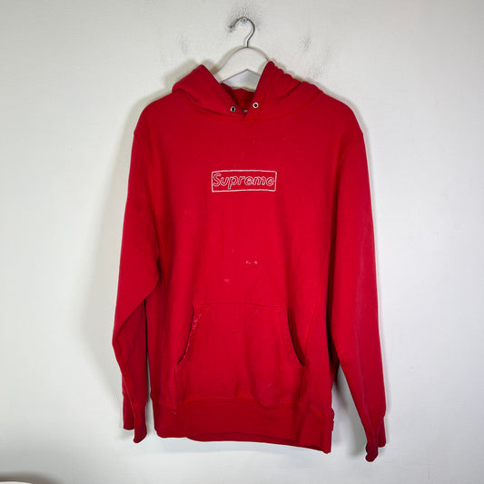 Supreme x Kaws Red Chalk Box Logo Hoodie Size XL