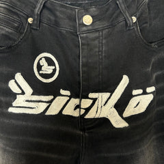 Sicko Black/White Chain Stich Jeans Size 30