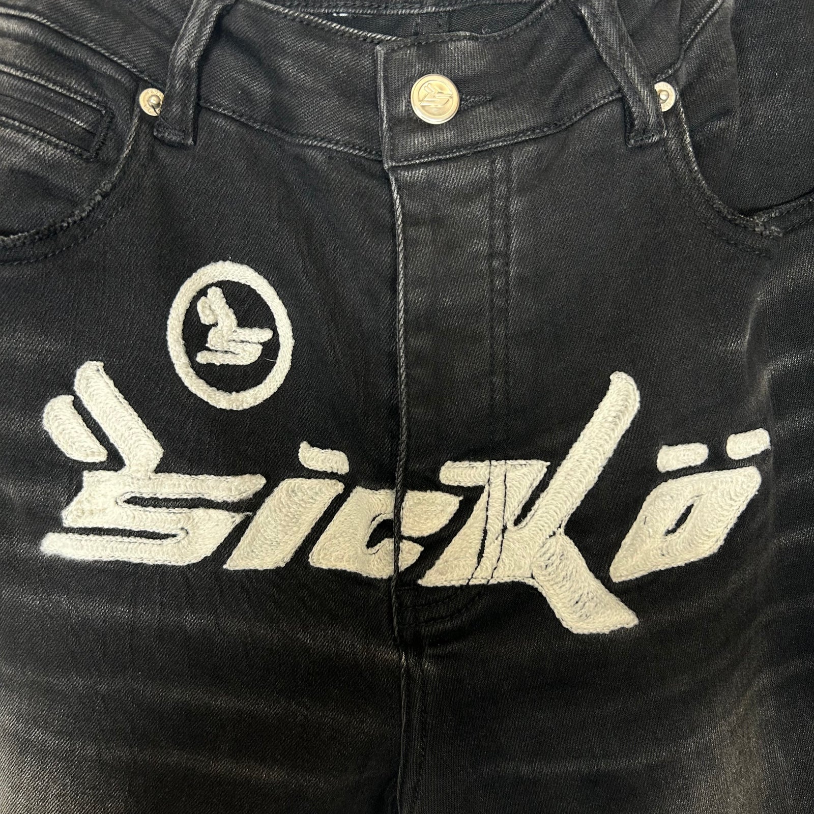 Sicko Black/White Chain Stich Jeans Size 30