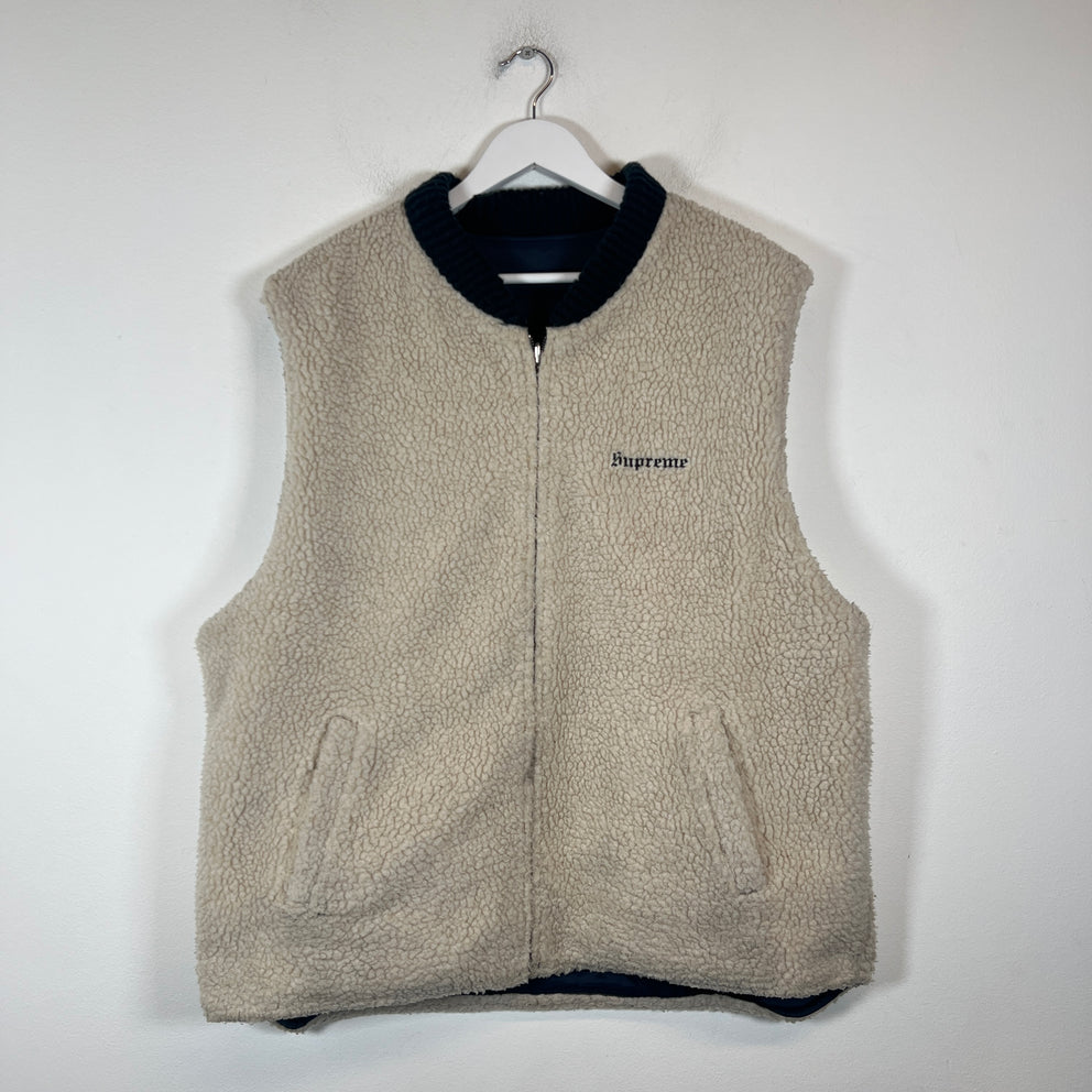 Supreme Navy Sherpa Reversible Vest Size XL