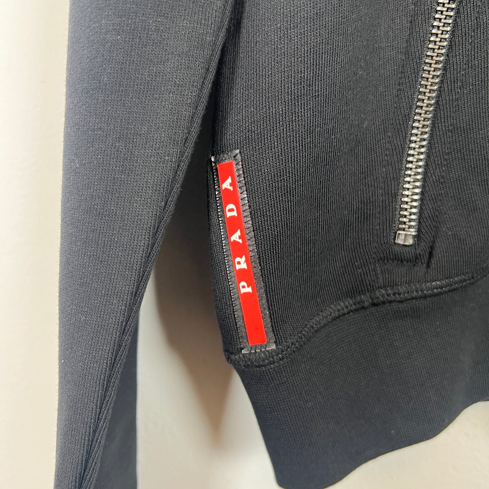 Prada Black AW18 Nylon Plated Zip-Up Hoodie Size M