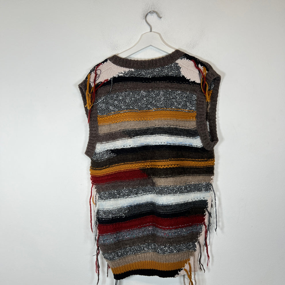 Amiri Multi Stripe Distressed Sweater Vest Size L