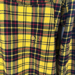 Mastermind Yellow Skull Distressed Flannel Size XL