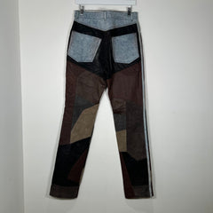 Acne Studios Leather Patchwork Denim Pants Size 32
