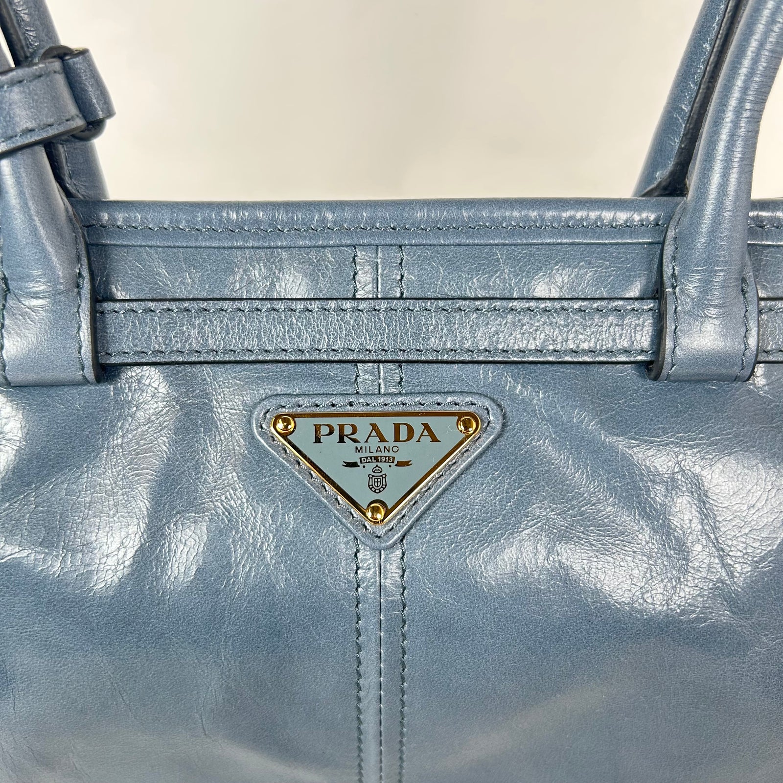 Prada Blue Medium Bonnie Belted Top Handle Bag