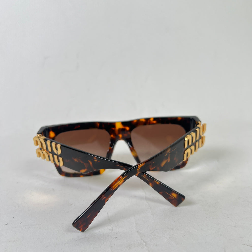 Miu Miu Tortoiseshell Square Frame Sunglasses