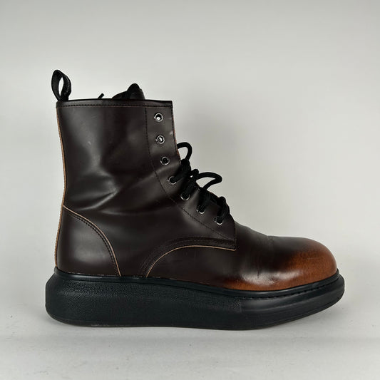 Alexander Mcqueen Brown Leather Boots Size 42