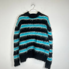 Marni Black/Blue Striped Mohair Sweater Size 46