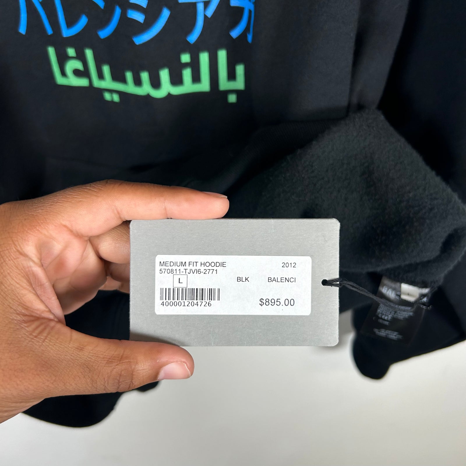 Balenciaga Black Languages Medium Fit Hoodie Size L