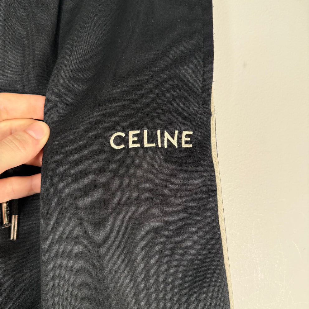 Celine Black Striped Logo Sweatpants Size M