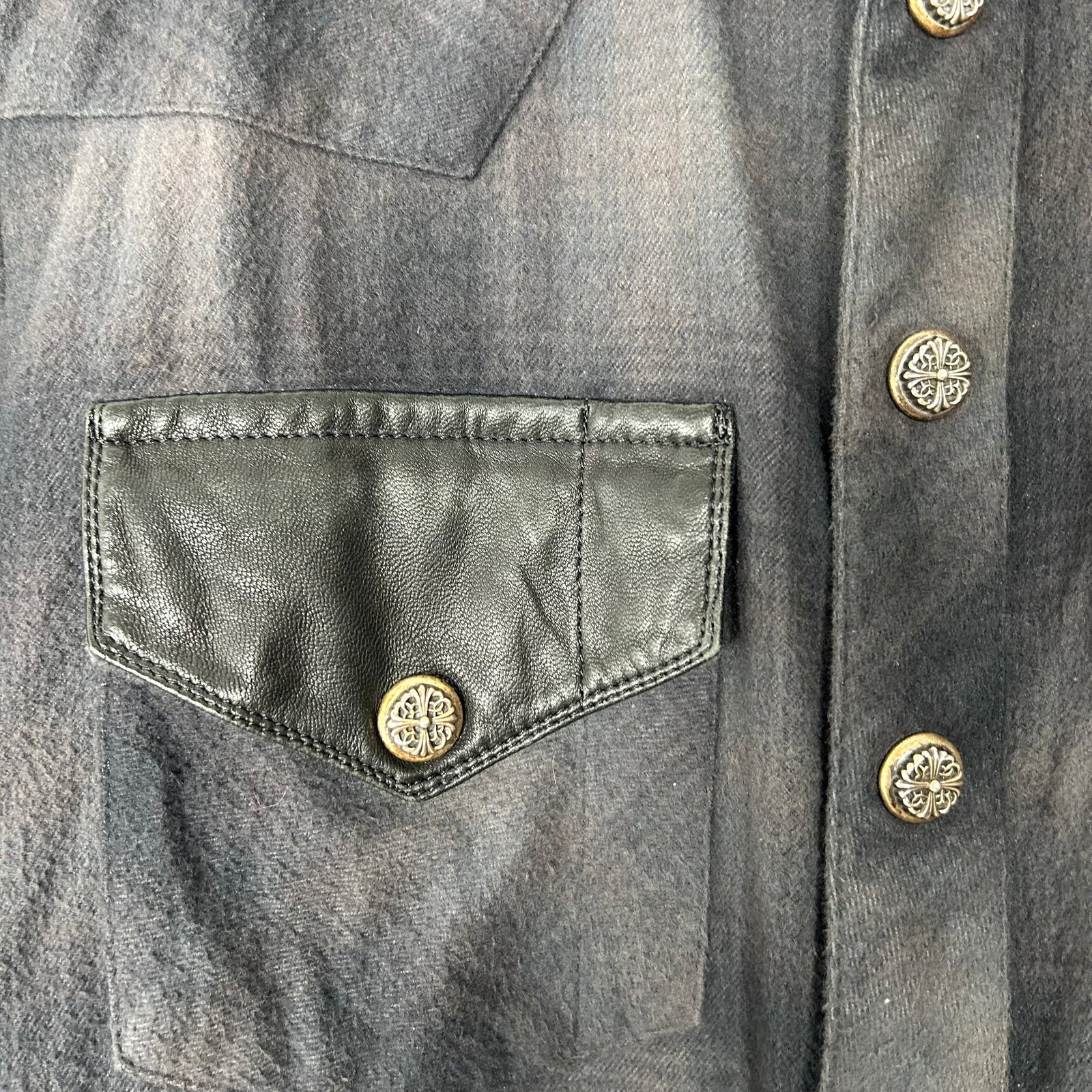 Chrome Hearts Leather Fleur Back Flannel Size Small