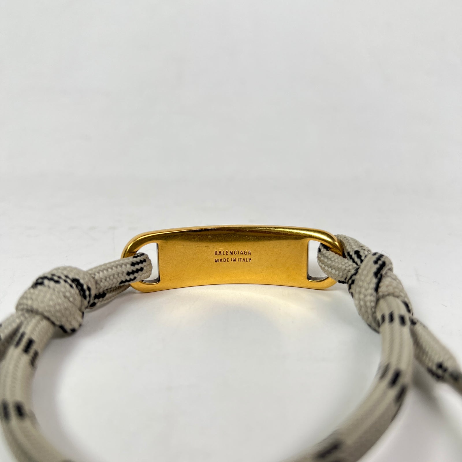 Balenciaga Beige Gold Plate Rope Bracelet