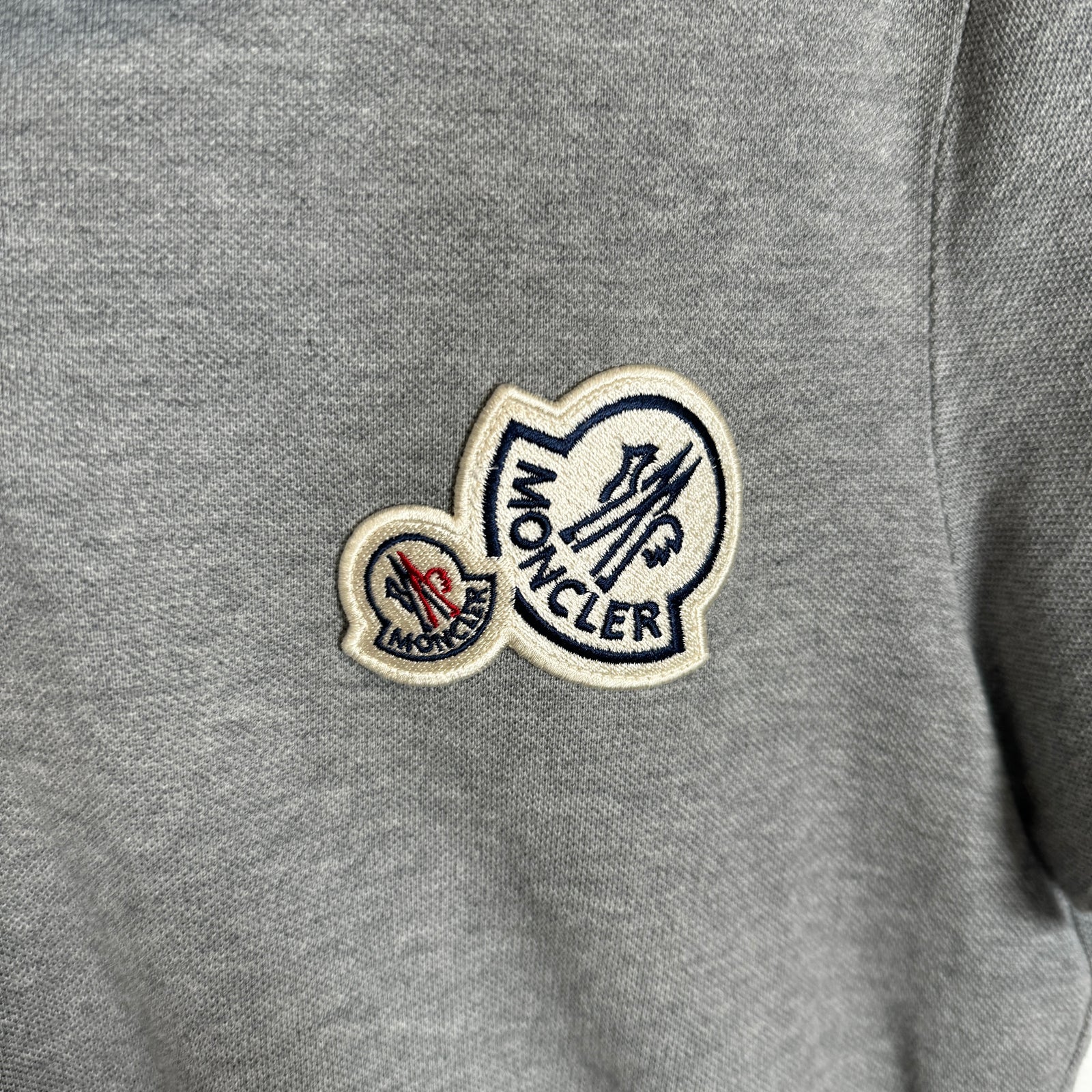 Moncler Grey Double Logo Polo Shirt Size L