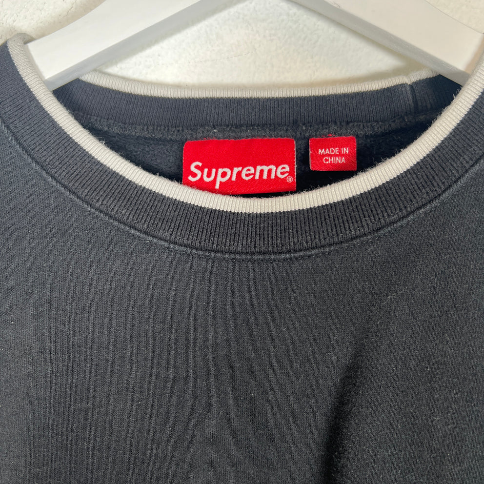 Supreme Black Stretch Logo Crewneck Size L