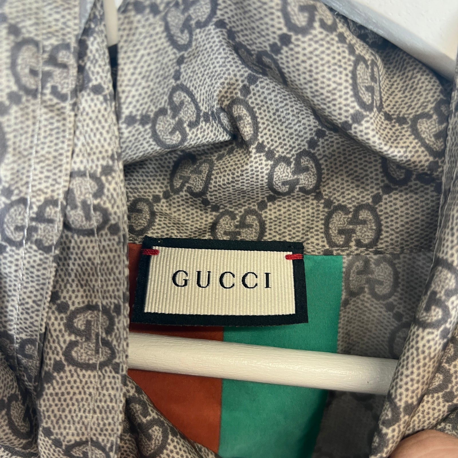 Gucci GG Web Fake/Not Hooded Nylon Parka Size M