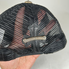 Chrome Hearts Black Leather Cemetery Cross Hat