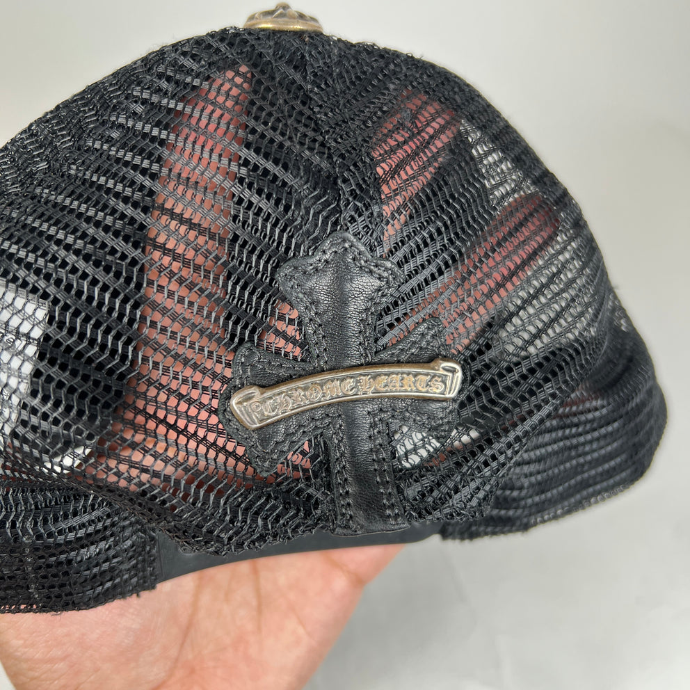 Chrome Hearts Black Leather Cemetery Cross Hat