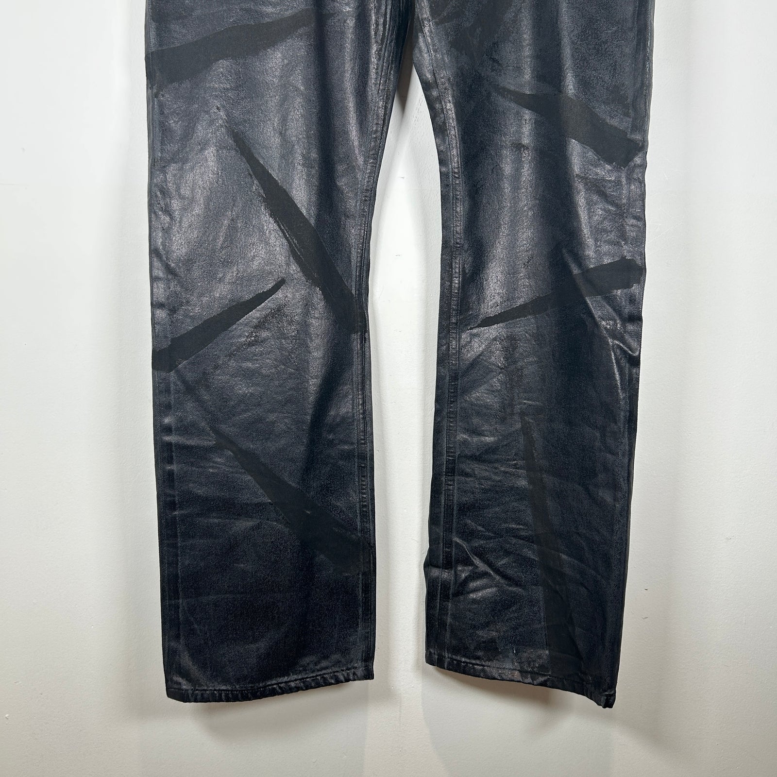 Helmut Lang Waxed Black Jeans Size 38