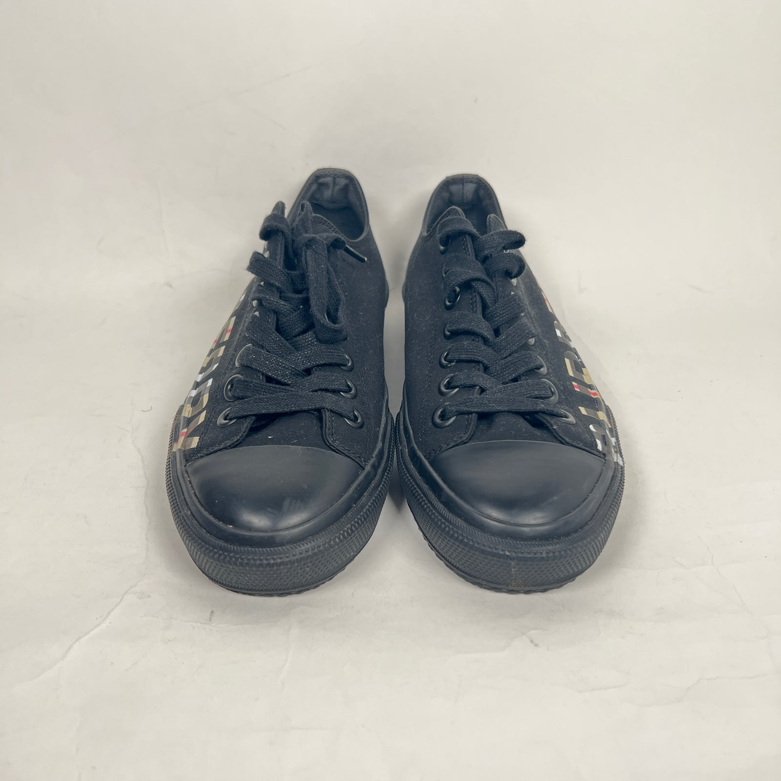 Burberry Black Canvas Larkhall Logo Sneaker Size 37.5