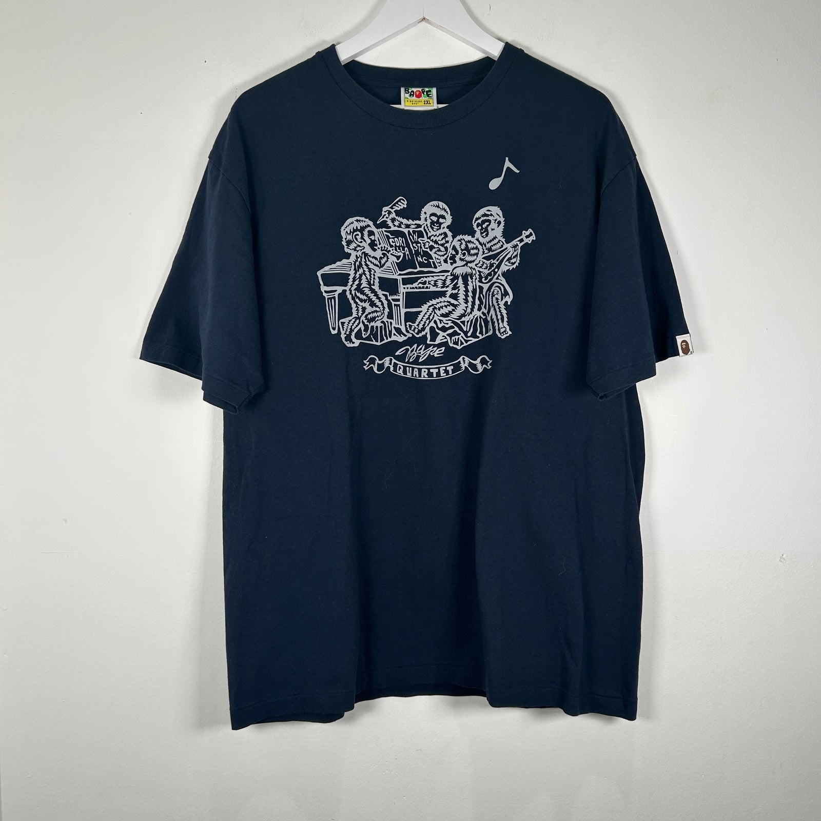 Bathing Ape Navy Monkey Piano Print Tshirt Size 2XL