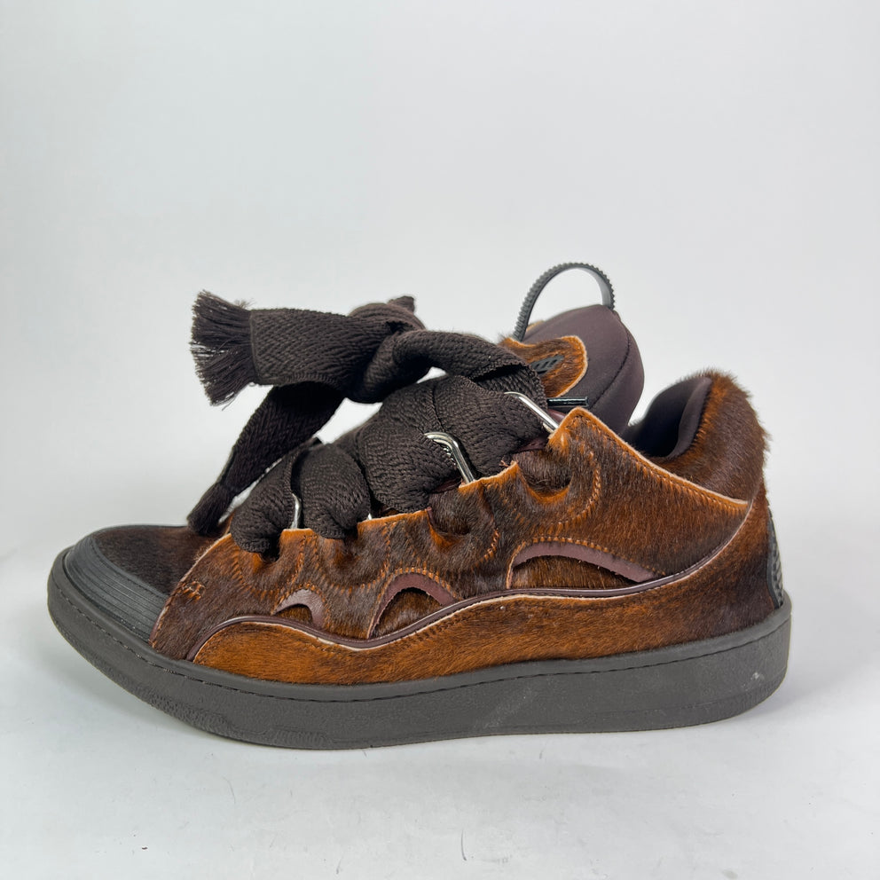 Lanvin Brown Ponyhair Curb Sneaker